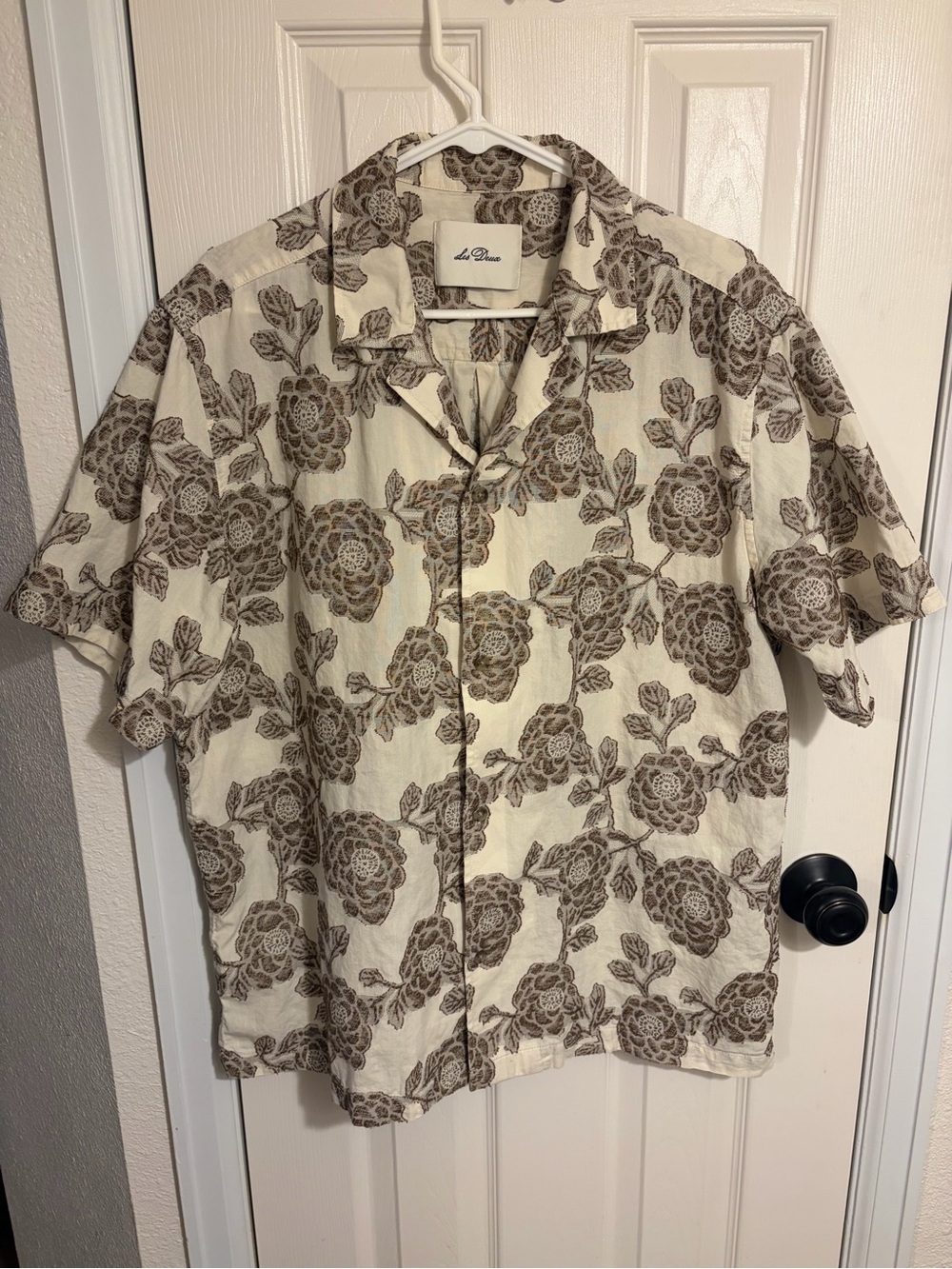 Les Deux Lesley Jacquard flower short Sleeve Button-Down Shirt